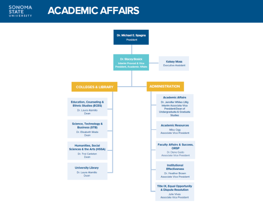 Image of Academic Affairs Org Chart